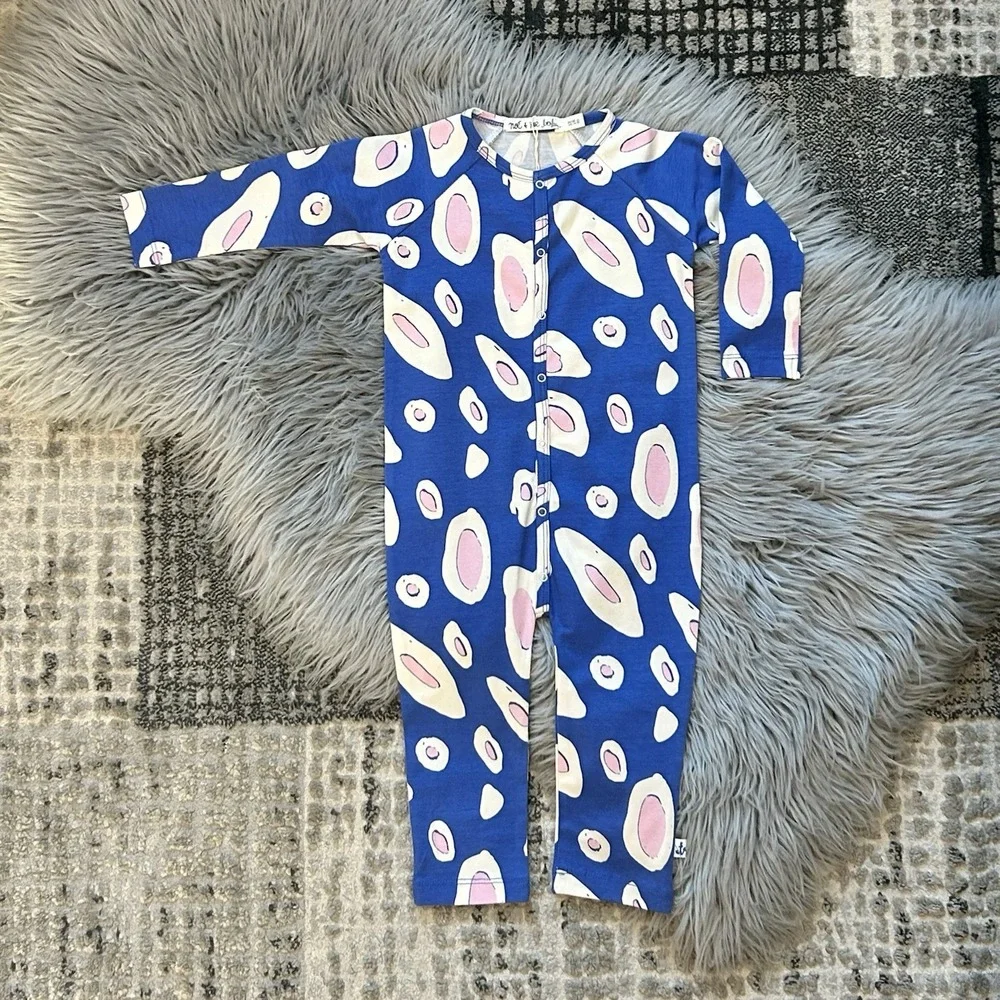 Noé & Zoë Blue Playsuit With Space‎ Egg Design Size 12-18 Month NWT